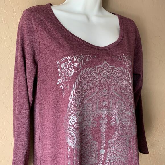 Lucky Brand Silver Foil Elephant Hamsa Graphic Tee - Picture 4 of 9